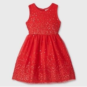 Cat & Jack Girl's Holiday Sequins Christmas Party Dress S 6/6X